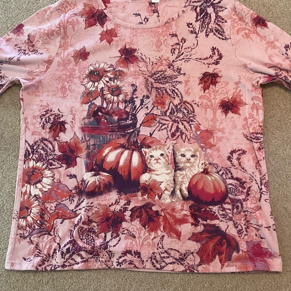 size XL, bust is up to 44 inches, kittens and pumpkins shirt, new 🐈‍⬛ condition - Picture 5 of 7